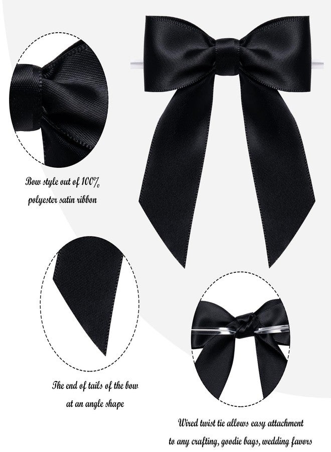 WRAPAHOLIC 30 Pcs 3" Black Satin Ribbon Bows with Twist Tie - Pretied Premade Craft Bows for Christmas Party Crafts Treat Bags Gift Wrapping Wedding Birthday Baby Shower - Image 3